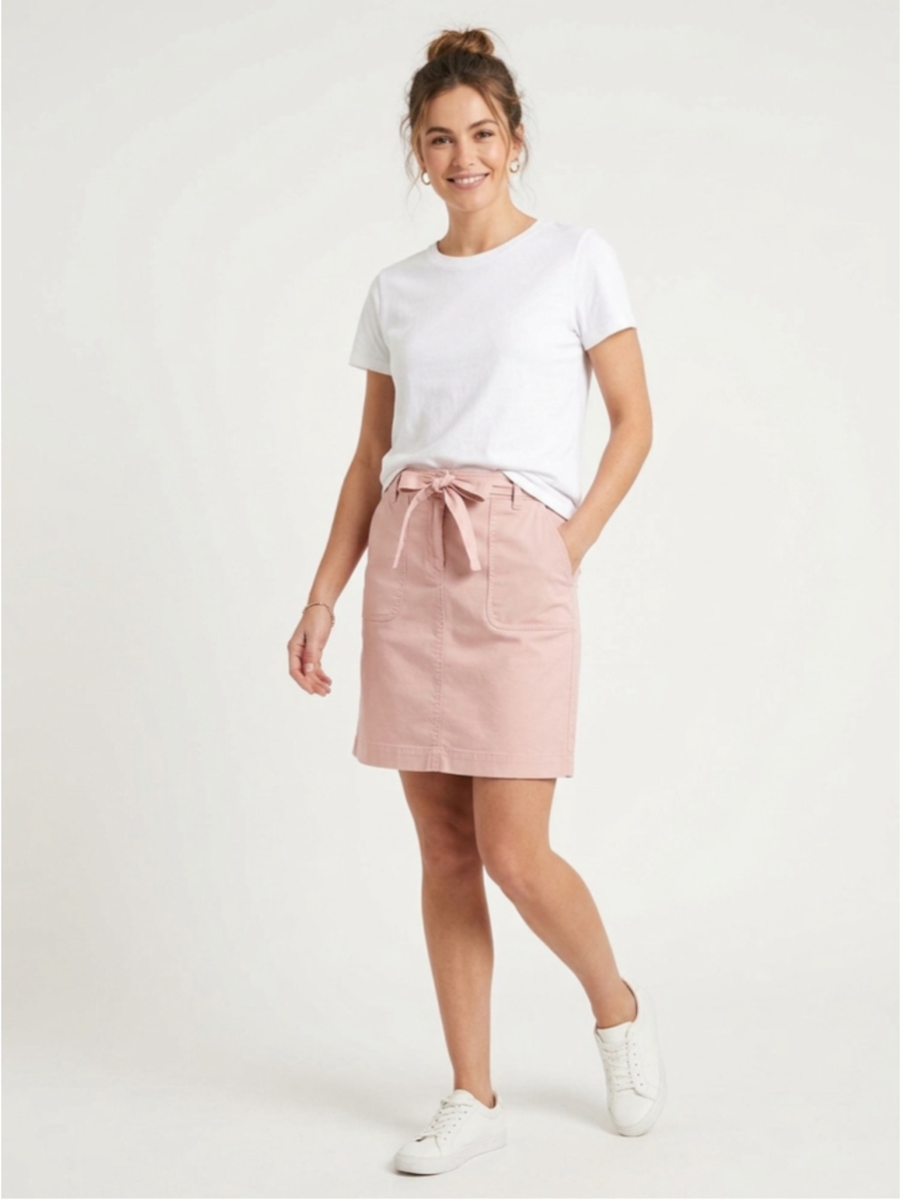 Ann Taylor LOFT Pink Cotton Stretch Straight Mini Utility Skirt Women Sz 8 - 980